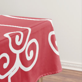 Rote weiße Schriftrollen Tischdecke