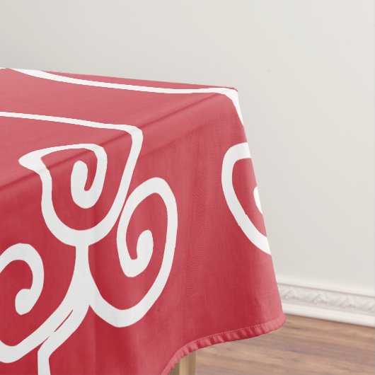 Rote weiße Schriftrollen Tischdecke (Beispiel)