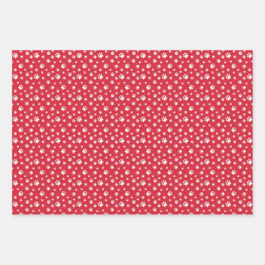 ROTE, WEISSE, SCHWARZE HUNDE-KATZPALETTENDRUCKE GESCHENKPAPIER SET (Vorderseite)