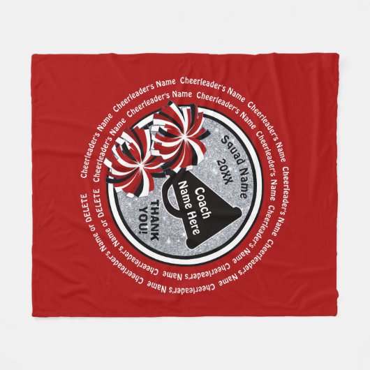 Rote, weiße, schwarze personalisierte fleecedecke (Vorderseite (Horizontal))