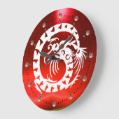 ROTE WEISSE SNAKE DRAGON MIT PINK GEMSTONS GROßE WANDUHR (Winkel)