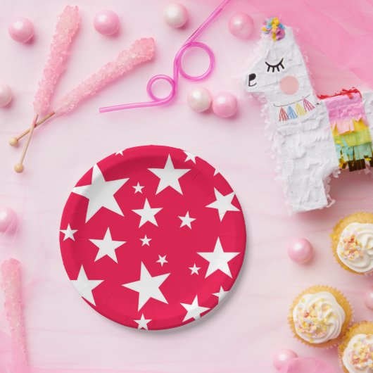 Rote weiße Sterne Elegantes Weihnachtsgeschenk Pappteller (Party)