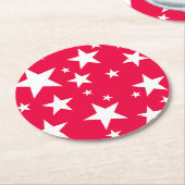 Rote weiße Sterne Elegantes Weihnachtsgeschenk Runder Pappuntersetzer (Angewinkelt)