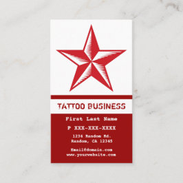 Rote weiße Sterntätowierungs-Visitenkarten Visitenkarte
