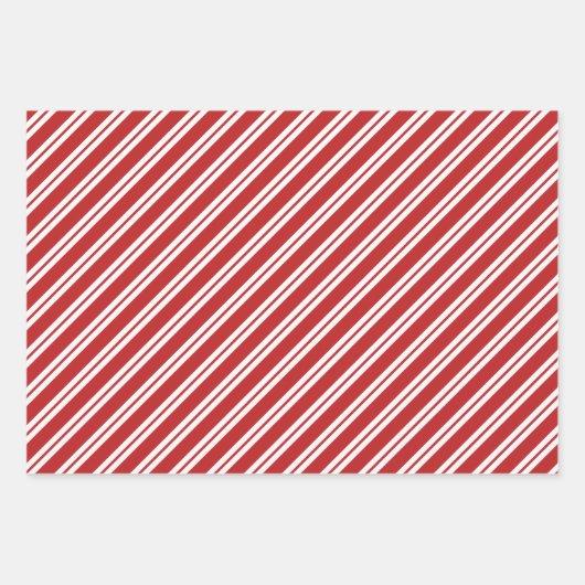 Rote weiße Streifen Einfache Urlaubsmuster Geschenkpapier Set (Vorderseite 3)