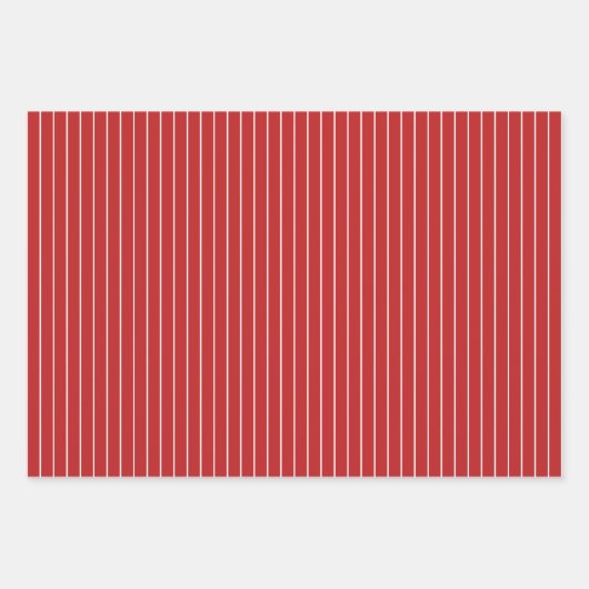 Rote weiße Streifen Einfache Urlaubsmuster Geschenkpapier Set (Vorderseite 2)