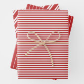 Rote weiße Streifen Einfache Urlaubsmuster Geschenkpapier Set (Beispiel)