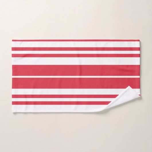 Rote weiße Streifen Küste Badhandtuch Set (Handtuch)