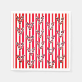 Rote weiße Streifen Lolipops Herz Serviette