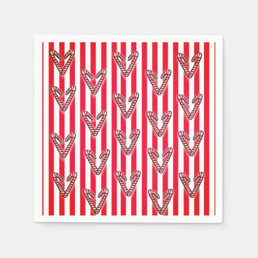 Rote weiße Streifen Lolipops Herz Serviette (Vorderseite)