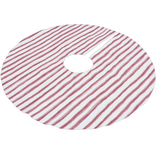 Rote Weiße Streifen Polyester Weihnachtsbaumdecke (Schrägansicht)