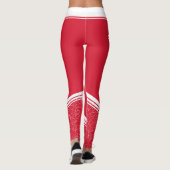Rote, weiße Streifen und Name modern mädchenhaft Leggings (Rückseite)