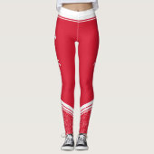 Rote, weiße Streifen und Name modern mädchenhaft Leggings (Vorderseite)