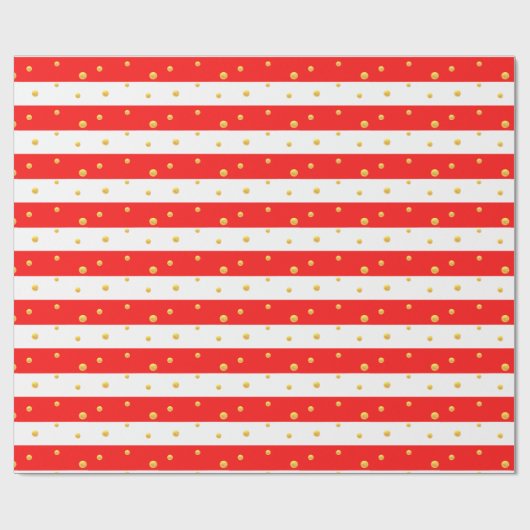 Rote weiße Streifen und Punkte Geschenkpapier (Flach)