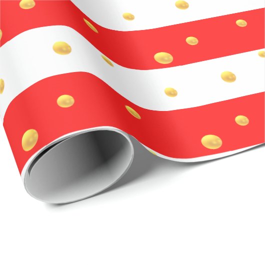 Rote weiße Streifen und Punkte Geschenkpapier (Rolleneckpunkt)