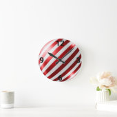 ROTE WEISSE STRIPE PATRIOTISCHE WANDSCHALBE RUNDE WANDUHR (Zuhause)