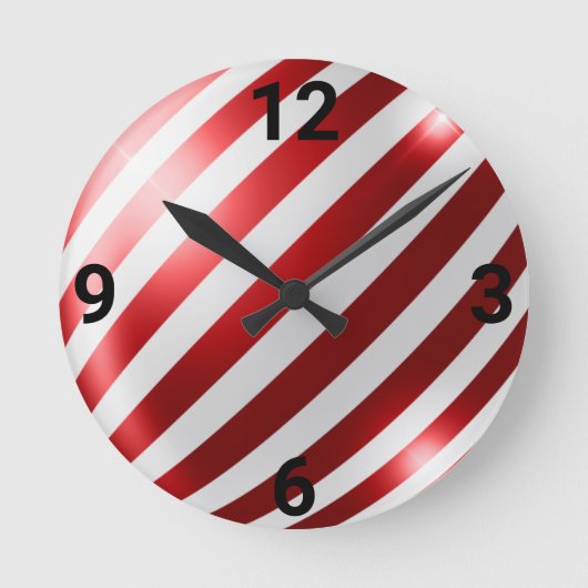 ROTE WEISSE STRIPE PATRIOTISCHE WANDSCHALBE RUNDE WANDUHR (Vorderseite)