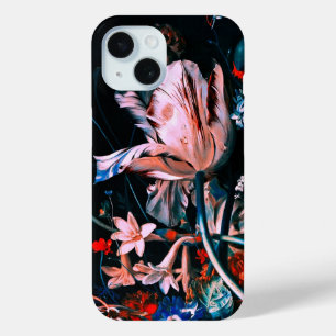 ROTE WEISSE TULPEN BUNTE BLUMEN IN SCHWARZEM Blume iPhone 15 Hülle