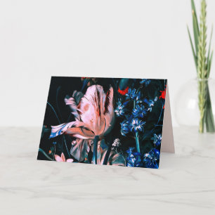 ROTE WEISSE TULPEN ,CUPIDOS ,BLUMEN Geburtstag Karte