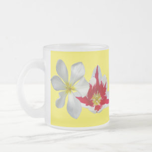 Rote weiße Tulpen Nah Mattierte Tasse aus Glas