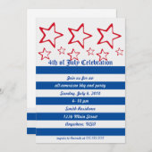 Rote, weiße u. blaue Party Einladung (Vorne/Hinten)