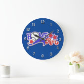 Rote weiße u. blaue Zuhause-Laufbaseball-Wand-Uhr Große Wanduhr (Zuhause)
