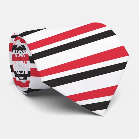 Rote weiße u. schwarze Horizontal-Gestreifte Krawatte (Gerollt)