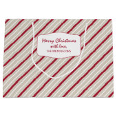 Rote, weiße und beige Streifen Große Geschenktüte (Vorderseite)
