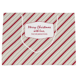 Rote, weiße und beige Streifen Große Geschenktüte