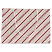 Rote, weiße und beige Streifen Große Geschenktüte (Rückseite)