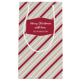 Rote, weiße und beige Streifen Kleine Geschenktüte