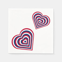 Rote, weiße und blau gestreifte Herzen Napkins Serviette