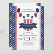 Rote weiße und Blau-willkommene Zuhause-Einladung Einladung (Vorne/Hinten)