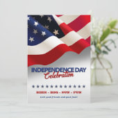 Rote, weiße und blaue amerikanische Flagge 4. Juli Einladung (Stehend Vorderseite)