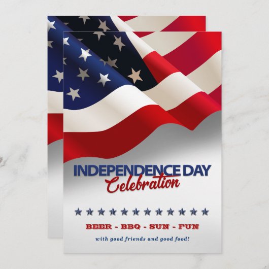 Rote, weiße und blaue amerikanische Flagge 4. Juli Einladung (Vorne/Hinten)