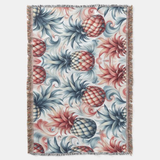 Rote, weiße und blaue Ananas Decke (Vorderseite Vertikal)