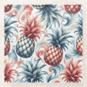 Rote, weiße und blaue Ananas Glasuntersetzer (Vorderseite)
