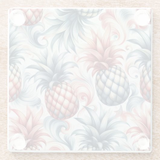 Rote, weiße und blaue Ananas Glasuntersetzer (Rückseite)