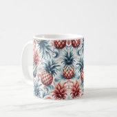 Rote, weiße und blaue Ananas Kaffeetasse (Vorderseite Links)
