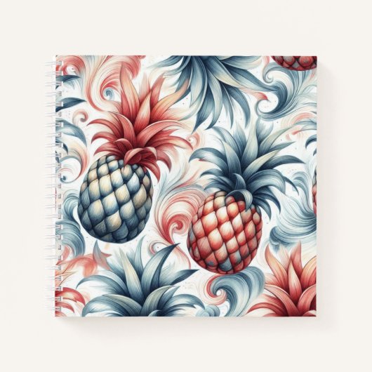 Rote, weiße und blaue Ananas Notizblock (Vorderseite)