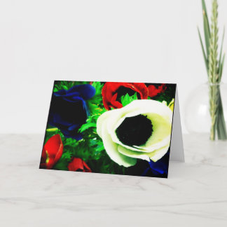 Rote, weiße und blaue Anemonen-Raum-Gruß-Karte Karte