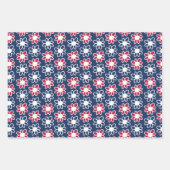 Rote, weiße und blaue Blumen Geschenkpapier Set (Vorderseite 3)
