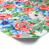 Rote weiße und blaue Blumen Patriotisch 4. Juli Poster (Ecke)