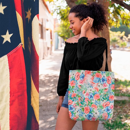 Rote weiße und blaue Blumen Patriotisch 4. Juli Tasche