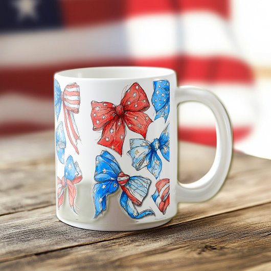 Rote, weiße und blaue Bogen Kaffeetasse