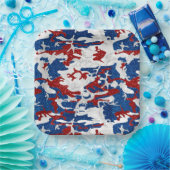 Rote, weiße und blaue Camouflage 4. Juli Glitzer P Pappteller (Party)