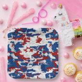 Rote, weiße und blaue Camouflage 4. Juli Glitzer P Pappteller (Party)