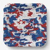 Rote, weiße und blaue Camouflage 4. Juli Glitzer P Pappteller (Vorderseite)