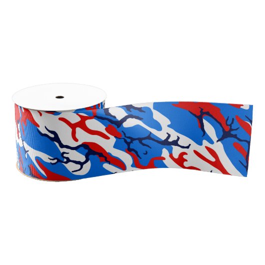 Rote weiße und blaue Camouflage Ripsband (Spule)