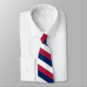 Rote weiße und blaue diagonale Streifen Krawatte (Gebunden)